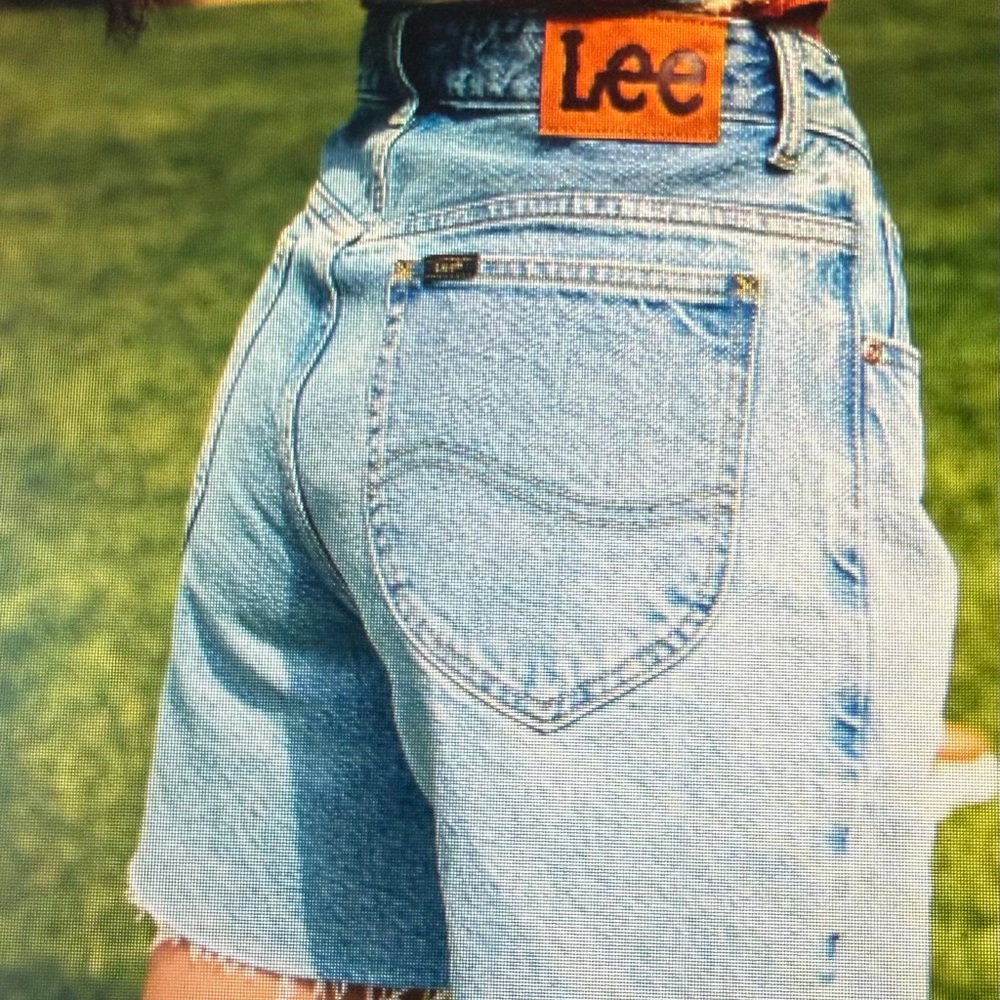 Lee Raw-Hem High-Rise Denim Shorts in Blue, 24